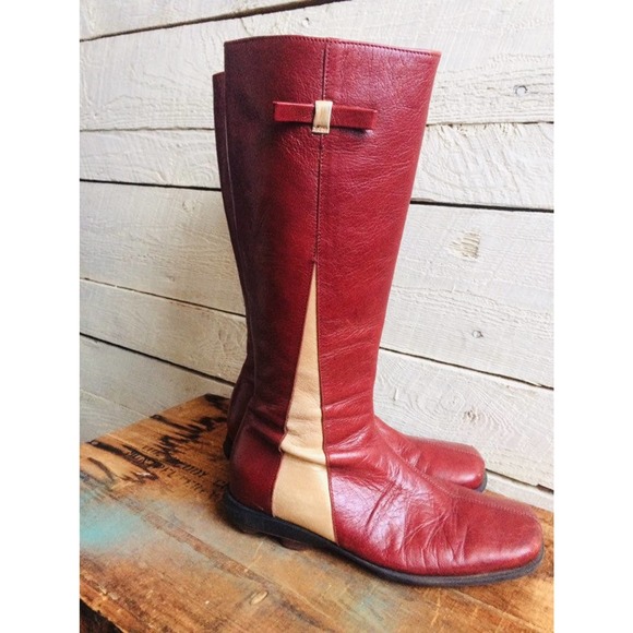 vintage high red leather moto boots - made in Italy - size 7 - Picture 5 of 10
